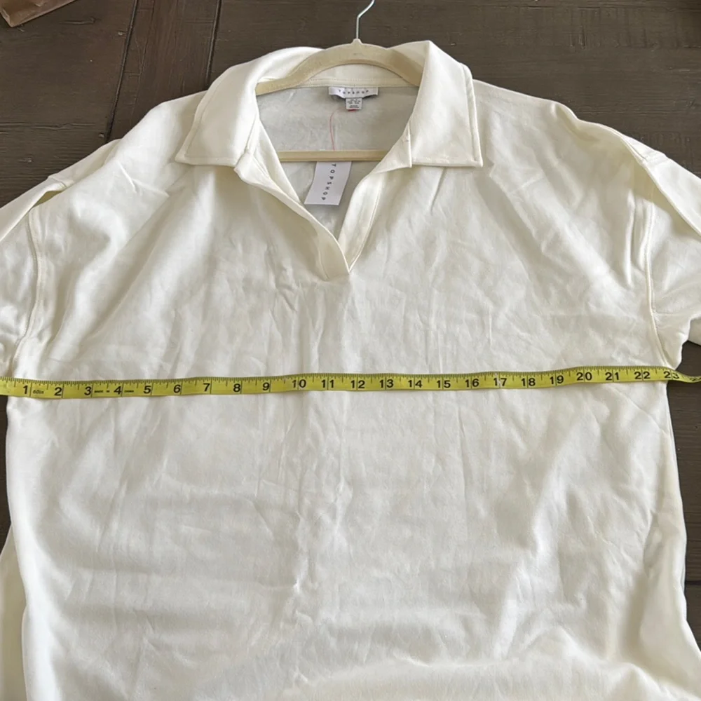 Topshop Oversized Collared Cream Women's Top New with tag long sleeve V Neck - Picture 8 of 9